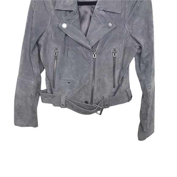 BLANK NYC Gray 100% Suede Leather Moto Jacket - Picture 6 of 13